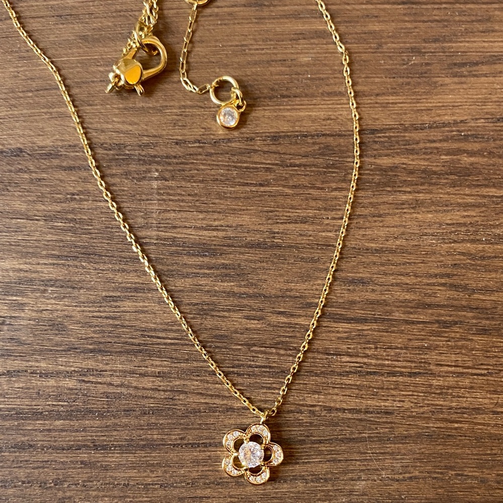 Kate Spade New York Crystal Pave Flower Necklace lobster claw claps